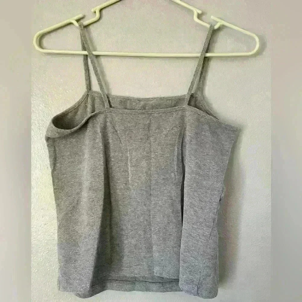 ❤️ 3/$15 Wild Fable Size Large Gray Crop Spaghetti Strap Tank Top - Picture 3 of 3
